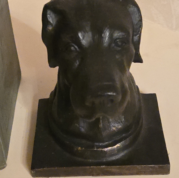 Vintage Dog Bookends Labrador Retriever Heavy Metal Bronze Tone - Picture 3 of 12